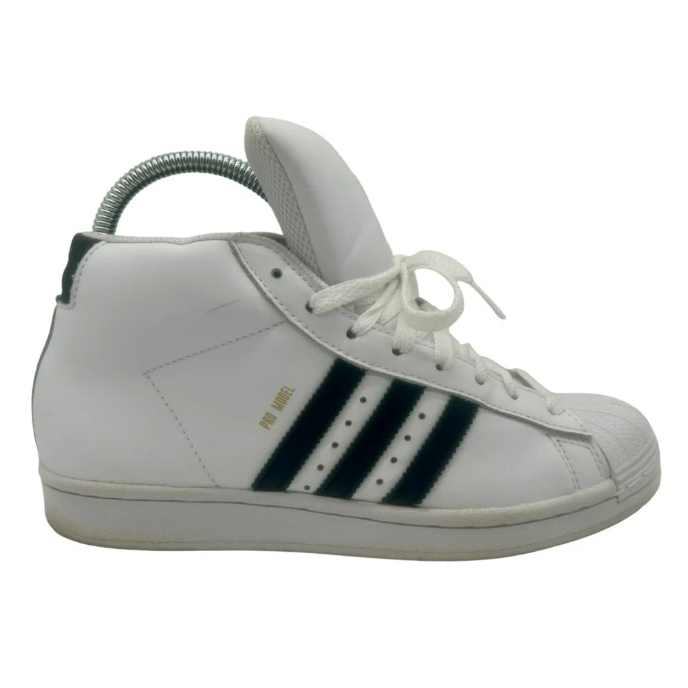 Adidas Pro Model J Big Kids Sneakers‎ Size 6 Black White Puff Tongue 3 Stripe